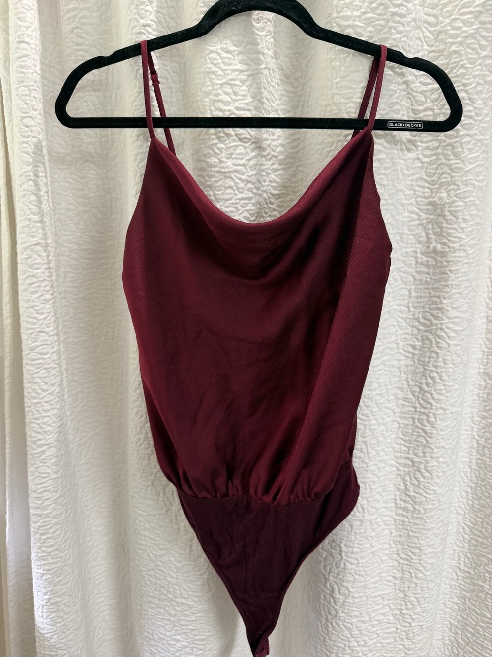 Lulu's Burgundy Cowl Neck Bodysuit